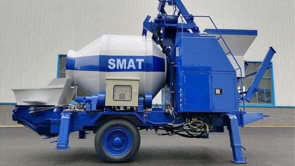 Concrete Pump With Js750 Twin Shafts Concrete Mixer Delivery To Indonesia