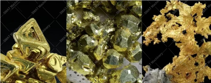 Three types of natural gold
